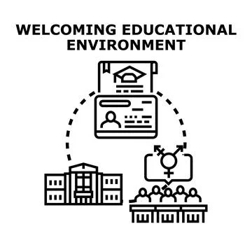 Welcoming educational environment supporting student diversity and inclusion Stock Illustration