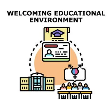 Welcoming educational environment supporting student diversity and inclusion Stock Illustration