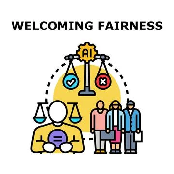 Welcoming fairness with artificial intelligence and equality concepts Stock Illustration