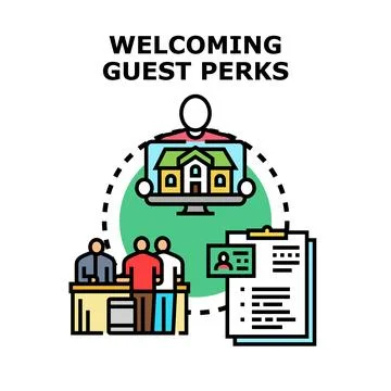 Welcoming guest perks program concept illustration Stock Illustration