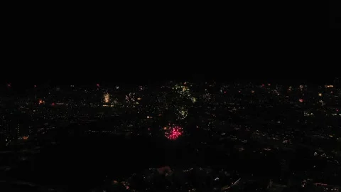 Welcoming New Year With Exploding Fireworks On Cityscape Of Iceland. Stock Footage 168798565