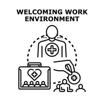 Welcoming work environment creating positive team culture Stock Illustration