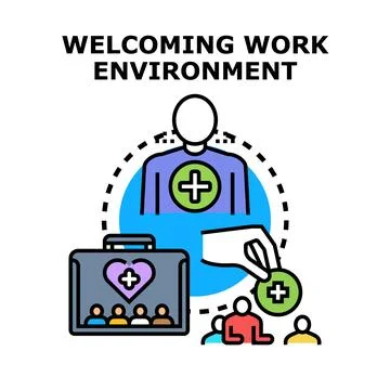Welcoming work environment creating positive team culture Stock Illustration