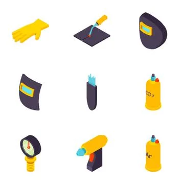 Weld icons set, isometric style Stock Illustration