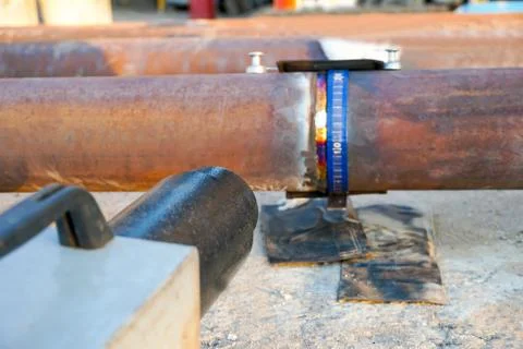 Weld inspection Weld defect.  Stock Photos