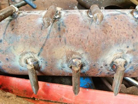 Welded iron makes the ice cube crusher machine. Stock Photos