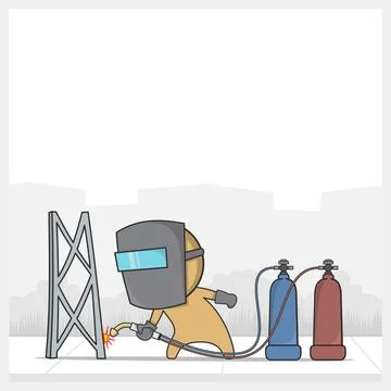 Welder and welding machine Stock Illustration