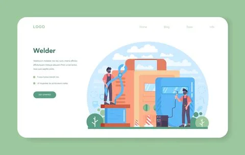 Welder and welding service web banner or landing page. Professional welder Stock Illustration