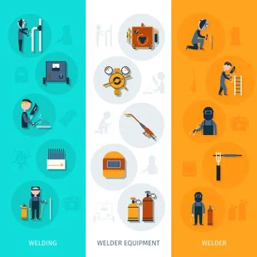 Welder Banner Vertical Stock Illustration