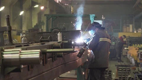 Welder carries out welding work Stock Footage 129774467