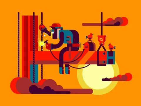 Welder climber character Stock Illustration