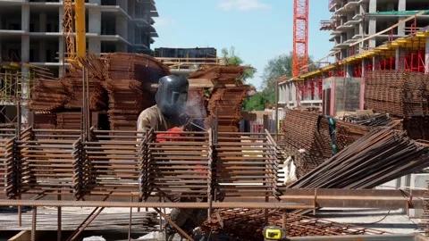 A welder at a construction site Stock Footage 293231167