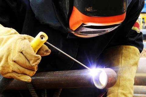 Welder at construction site Stock Photos