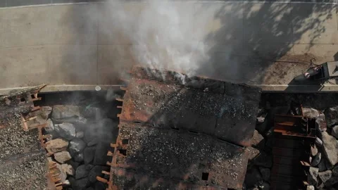 Welder disassembling sunken ship at coast at Maltepe Stock Footage 211093483