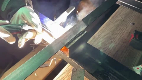 Welder Fabricating Welding With Steel Video stock 225559853