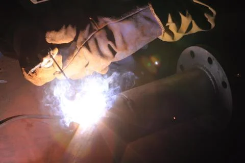 Welder in a factory . Stock Photos