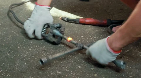 Welder  with gas torch Stock Footage 54247397