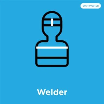 Welder icon isolated on blue background Free Stock Illustration