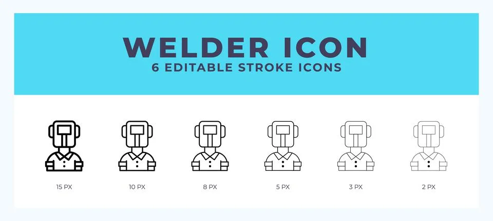 Welder icon set with different stroke. Design elements for logo. Vector ill.. イラスト素材