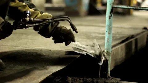 The welder ignites the burner Stock Footage 71184102