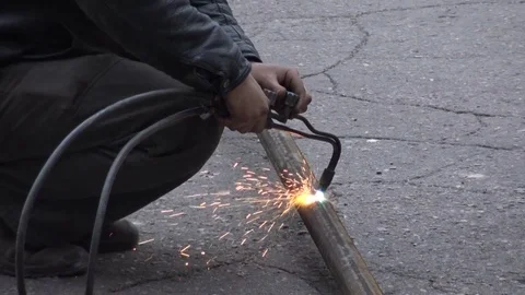 Welder Industrial automotive part in factory Stock Footage