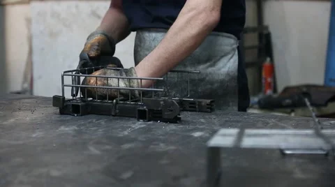 Welder iron blacksmith factory Stock Footage 68081055