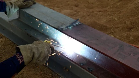 Welder iron at work in construction site Stock Footage 99021207