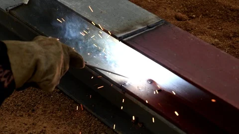 Welder iron at work in construction site Stock Footage 99021684