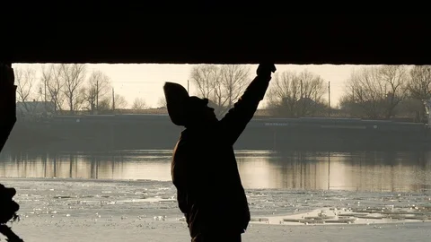 Welder knocks on a metal hammer, masked face Stock Footage 87506015