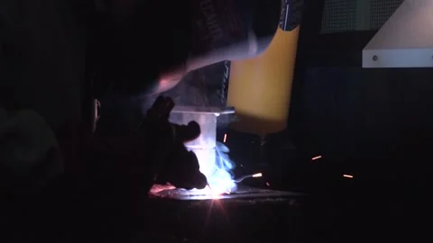 The welder makes the structure Stock Footage 145426940