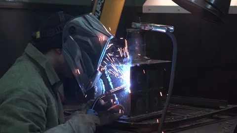 The welder makes the structure Stock Footage 145426941