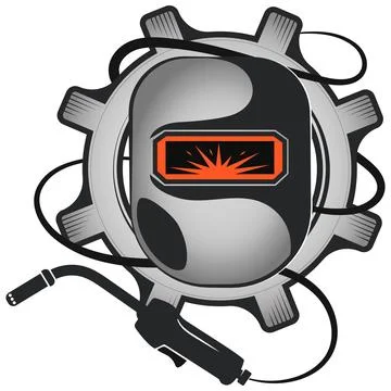 Welder mask and welding machine symbol 스톡 일러스트