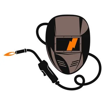 Welder mask and welding machine sign for welding work 스톡 일러스트