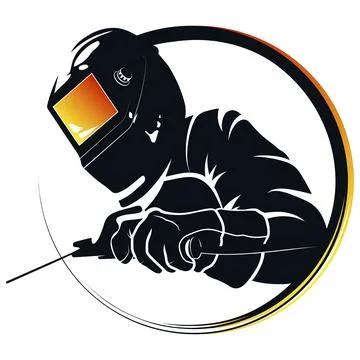 Welder in mask in circle symbol Stock Illustration
