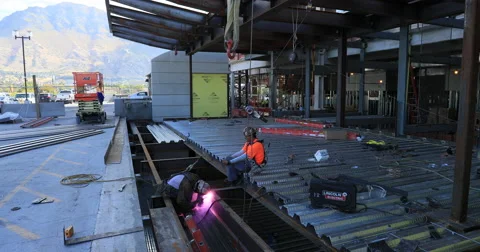 Welder new construction structural steel DCI 4K Stock Footage 67753719