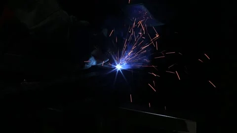 Welder or blacksmith, with his welder, w... | Stock Video | Pond5