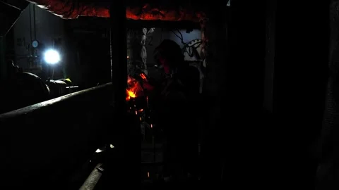 The welder performs emergency work at night Stock Footage 246437778