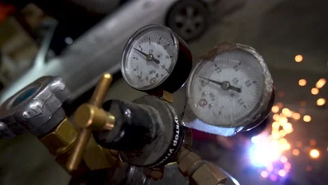 The welder performs welding works of metal 스톡 동영상 221433978