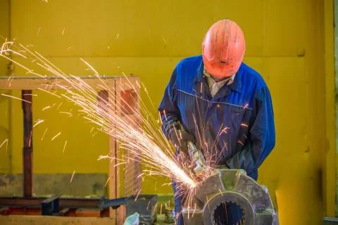 Welder with protective mask Stock Photos