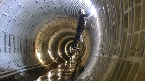 Welder at underground subway construction site 動画素材 37805696