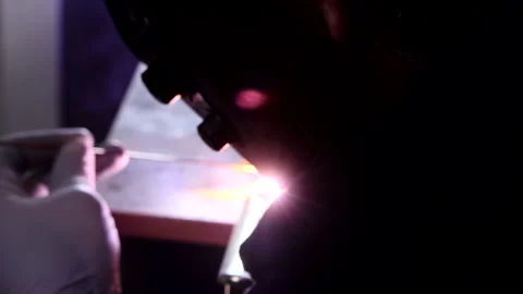 Welder Using Argon Welding Seen Stock Footage 305979260