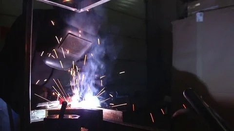 Welder weld metal construction Stock Footage 73164663