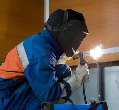 Welder weld metal structure Foto stock