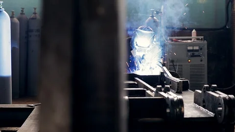Welder weld metall Stock Footage 91064775