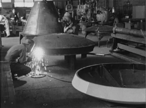 Welder welding Big Joe Capsule for Mercury Spacecraft Stock Footage 262065383