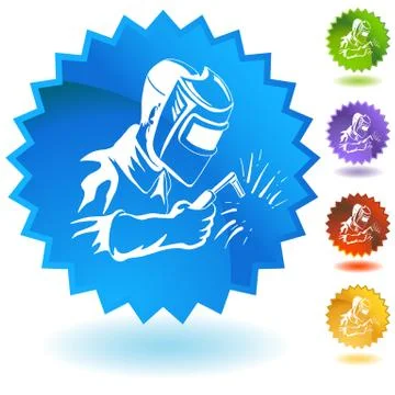 Welder Welding Industrial Work Button Stock Illustration