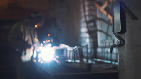 Welder with welding machine Stock Footage 252435294
