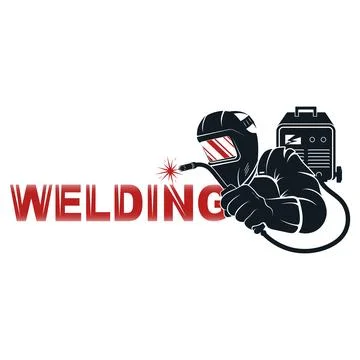 Welder with welding machine symbol for welding work Stock Illustration