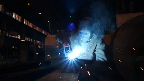 Welder in a welding mask Stock Footage 116770889