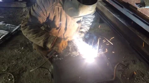 Welder welding metal Video stock 48372471